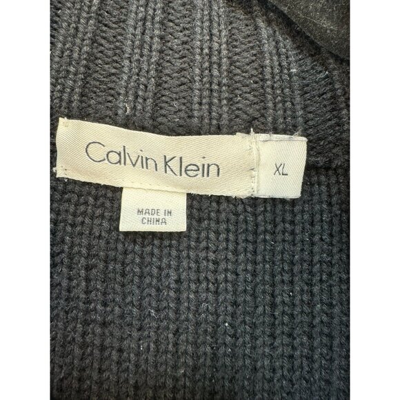 Calvin Klein Mens Full-Zip Knit Design Sweater XL Gray & Dark Gray Ribbed Colla - Picture 2 of 13